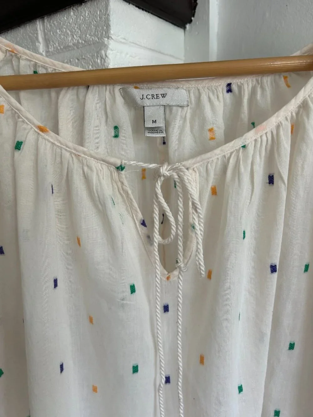 J. Crew Cream Blouse with Dots Size M